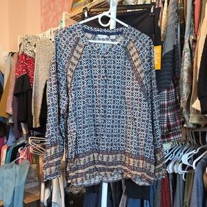 Patterned Long Sleeve Blouse